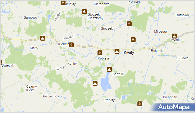 mapa Kobiela gmina Kiwity, Kobiela gmina Kiwity na mapie Targeo