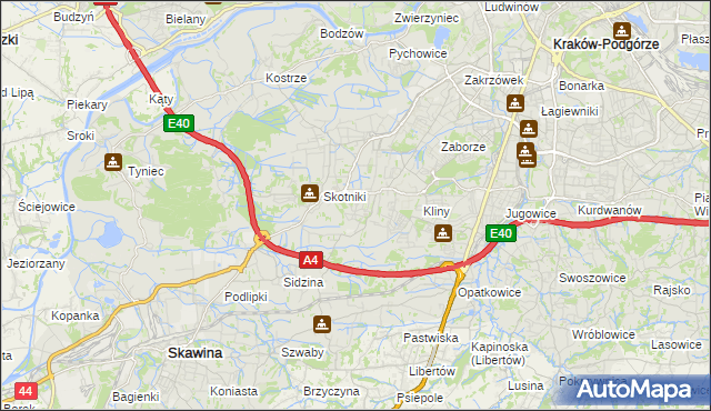 mapa Kobierzyn gmina Kraków, Kobierzyn gmina Kraków na mapie Targeo