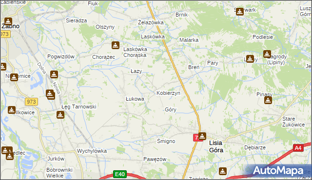 mapa Kobierzyn gmina Lisia Góra, Kobierzyn gmina Lisia Góra na mapie Targeo