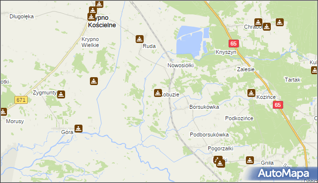 mapa Kobuzie gmina Dobrzyniewo Duże, Kobuzie gmina Dobrzyniewo Duże na mapie Targeo
