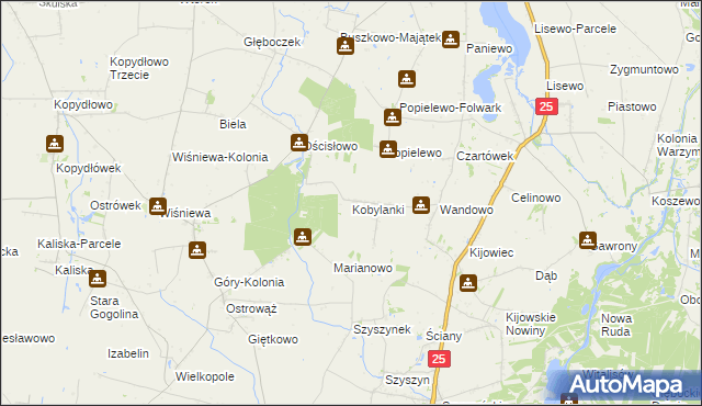 mapa Kobylanki gmina Skulsk, Kobylanki gmina Skulsk na mapie Targeo