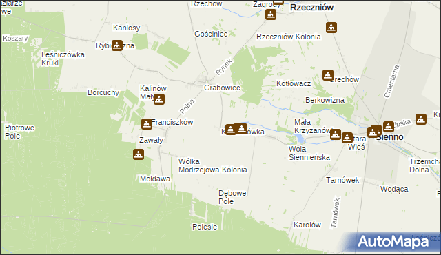 mapa Kochanówka gmina Sienno, Kochanówka gmina Sienno na mapie Targeo