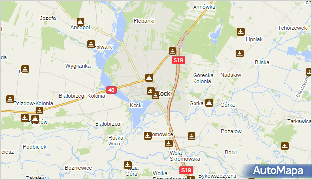 mapa Kock powiat lubartowski, Kock powiat lubartowski na mapie Targeo