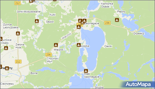 mapa Kokoszka gmina Chojnice, Kokoszka gmina Chojnice na mapie Targeo