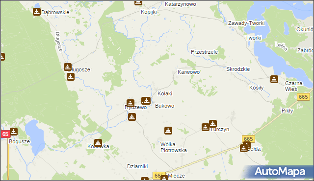 mapa Kołaki gmina Rajgród, Kołaki gmina Rajgród na mapie Targeo