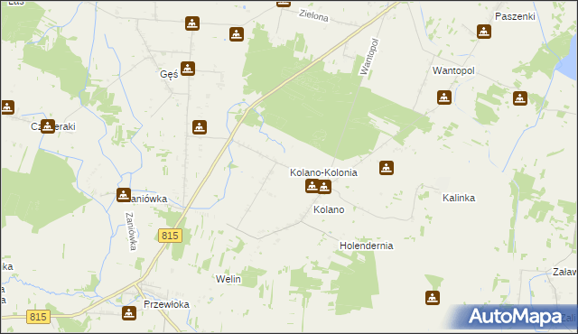 mapa Kolano-Kolonia, Kolano-Kolonia na mapie Targeo