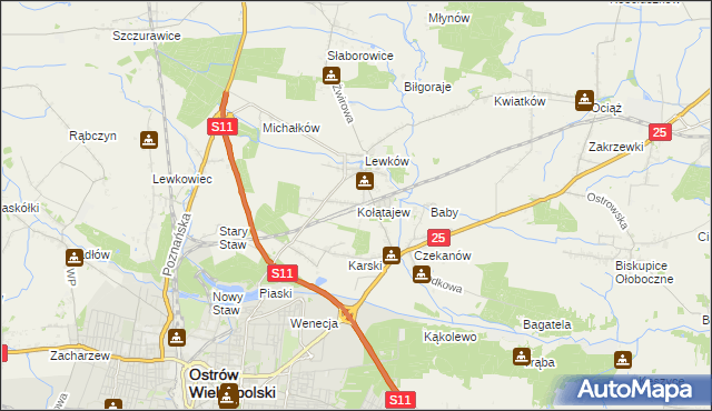 mapa Kołątajew, Kołątajew na mapie Targeo
