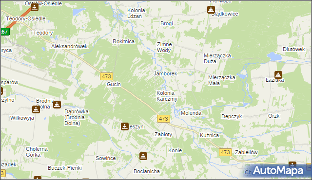 mapa Kolonia Karczmy, Kolonia Karczmy na mapie Targeo