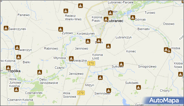 mapa Kolonia Łódź, Kolonia Łódź na mapie Targeo