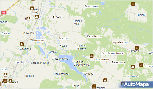 mapa Kolonia Mierzyn, Kolonia Mierzyn na mapie Targeo