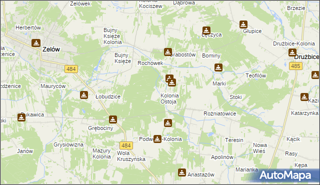 mapa Kolonia Ostoja, Kolonia Ostoja na mapie Targeo