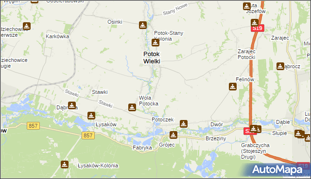 mapa Kolonia Potok Wielki, Kolonia Potok Wielki na mapie Targeo