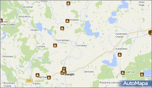 mapa Komalwy, Komalwy na mapie Targeo