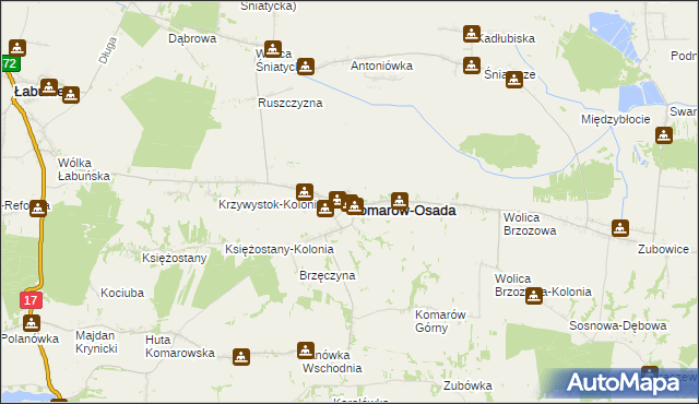 mapa Komarów-Osada, Komarów-Osada na mapie Targeo