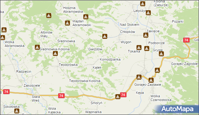 mapa Komodzianka, Komodzianka na mapie Targeo