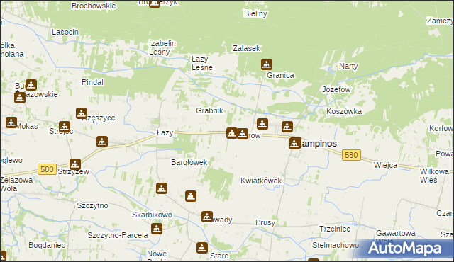 mapa Komorów gmina Kampinos, Komorów gmina Kampinos na mapie Targeo