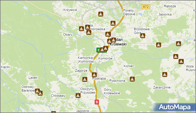 mapa Komorów gmina Majdan Królewski, Komorów gmina Majdan Królewski na mapie Targeo