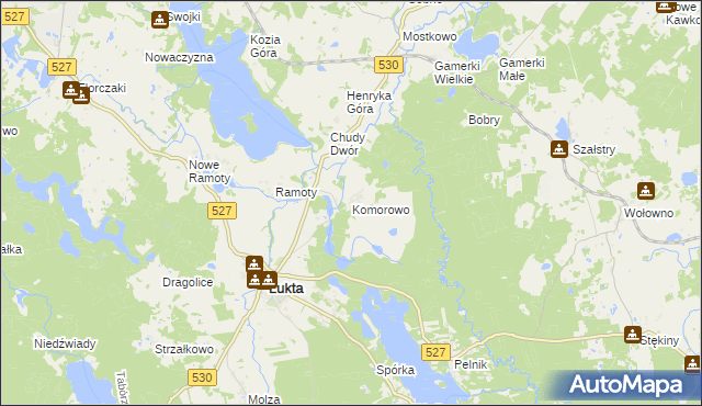 mapa Komorowo gmina Łukta, Komorowo gmina Łukta na mapie Targeo