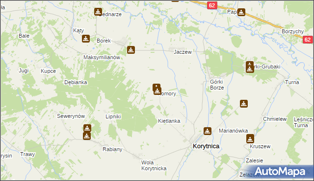 mapa Komory gmina Korytnica, Komory gmina Korytnica na mapie Targeo