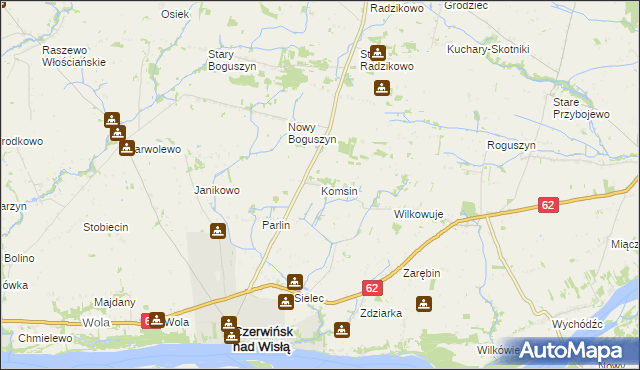 mapa Komsin, Komsin na mapie Targeo