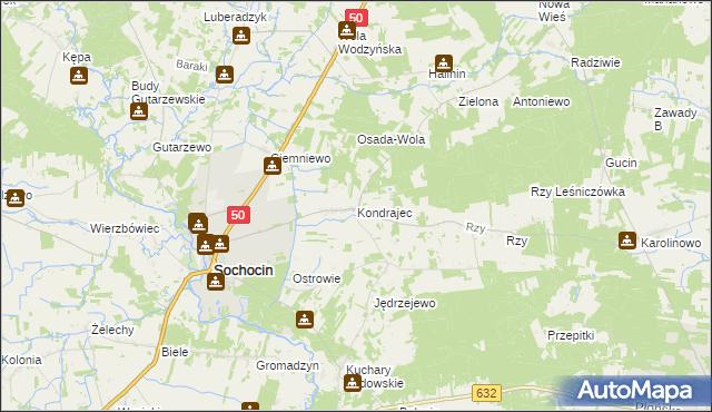 mapa Kondrajec, Kondrajec na mapie Targeo