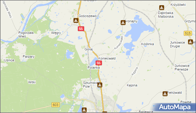 mapa Koniecwałd, Koniecwałd na mapie Targeo