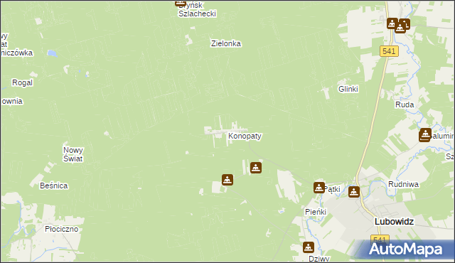 mapa Konopaty, Konopaty na mapie Targeo