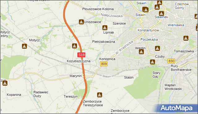 mapa Konopnica powiat lubelski, Konopnica powiat lubelski na mapie Targeo