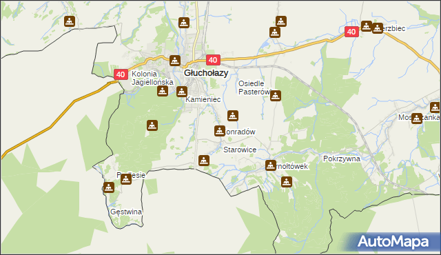 mapa Konradów gmina Głuchołazy, Konradów gmina Głuchołazy na mapie Targeo