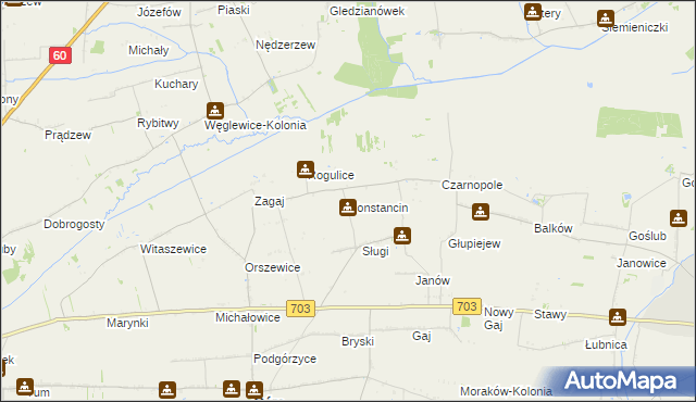 mapa Konstancin gmina Góra Świętej Małgorzaty, Konstancin gmina Góra Świętej Małgorzaty na mapie Targeo