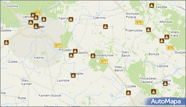 mapa Konstantynów gmina Gąbin, Konstantynów gmina Gąbin na mapie Targeo