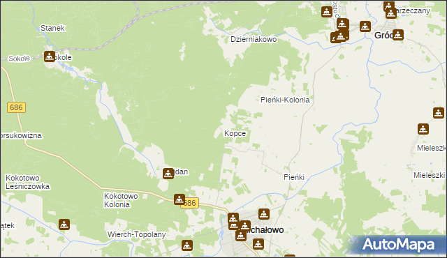 mapa Kopce gmina Michałowo, Kopce gmina Michałowo na mapie Targeo