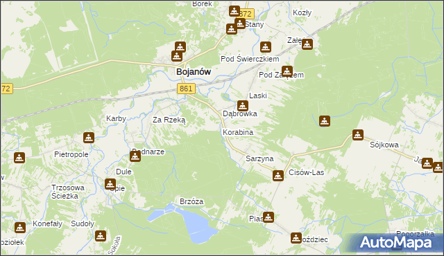 mapa Korabina, Korabina na mapie Targeo