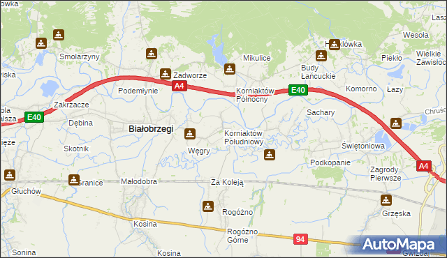 mapa Korniaktów Południowy, Korniaktów Południowy na mapie Targeo