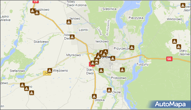 mapa Koronowo powiat bydgoski, Koronowo powiat bydgoski na mapie Targeo