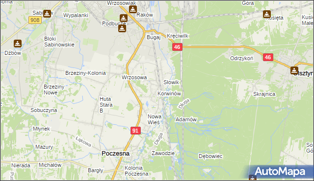 mapa Korwinów, Korwinów na mapie Targeo
