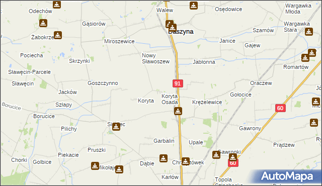 mapa Koryta Osada, Koryta Osada na mapie Targeo