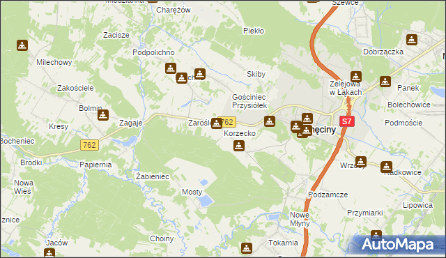 mapa Korzecko, Korzecko na mapie Targeo
