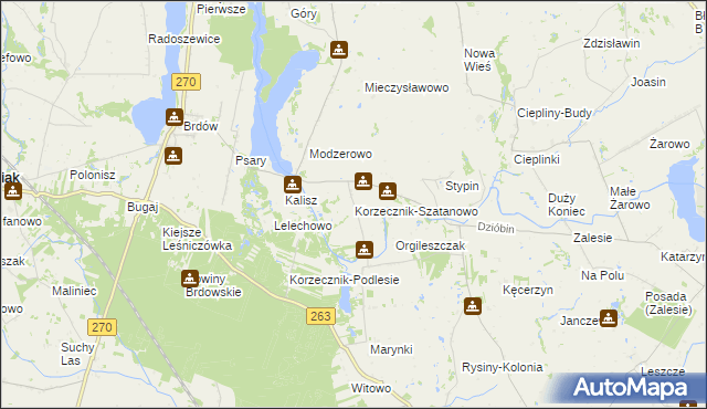 mapa Korzecznik-Szatanowo, Korzecznik-Szatanowo na mapie Targeo