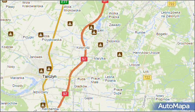 mapa Korzeniówka gmina Tarczyn, Korzeniówka gmina Tarczyn na mapie Targeo