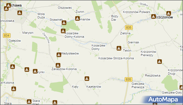 mapa Kosarzew-Stróża, Kosarzew-Stróża na mapie Targeo