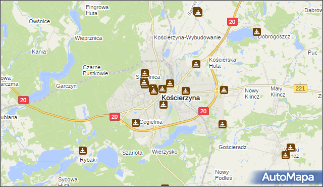 mapa Kościerzyna, Kościerzyna na mapie Targeo
