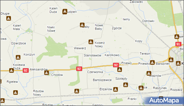 mapa Koserz, Koserz na mapie Targeo