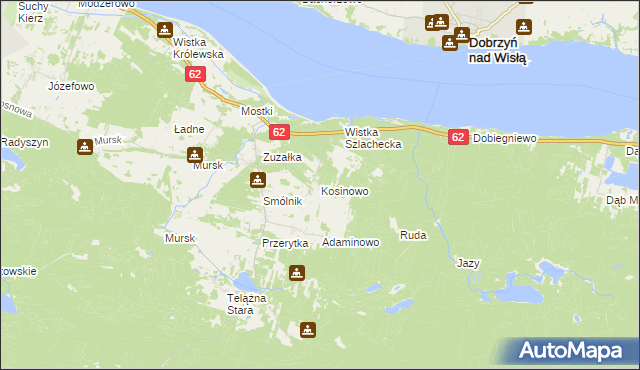 mapa Kosinowo gmina Włocławek, Kosinowo gmina Włocławek na mapie Targeo