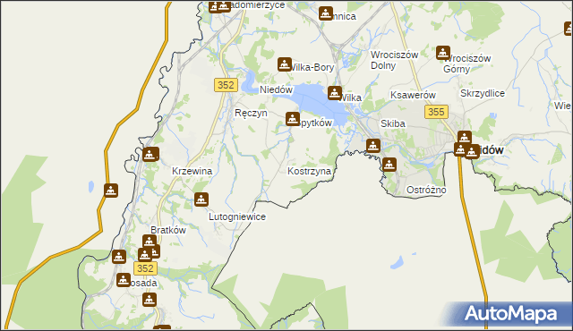 mapa Kostrzyna gmina Zgorzelec, Kostrzyna gmina Zgorzelec na mapie Targeo