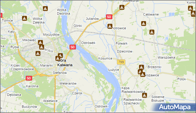 mapa Kosumce, Kosumce na mapie Targeo