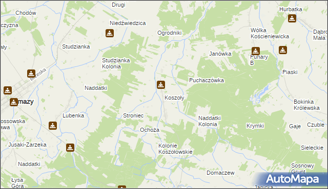 mapa Koszoły, Koszoły na mapie Targeo