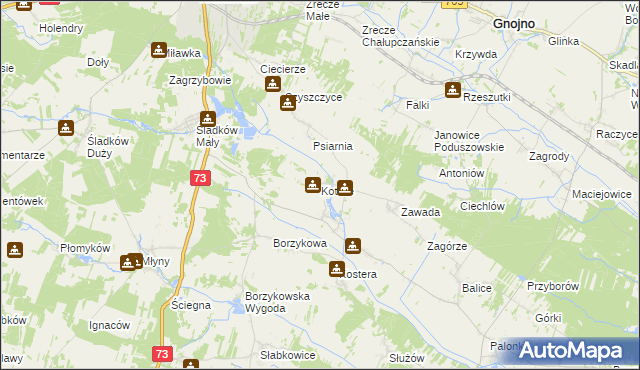 mapa Kotlice gmina Chmielnik, Kotlice gmina Chmielnik na mapie Targeo
