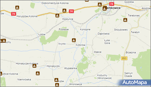 mapa Kotorów, Kotorów na mapie Targeo