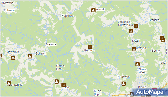 mapa Kotów gmina Bircza, Kotów gmina Bircza na mapie Targeo